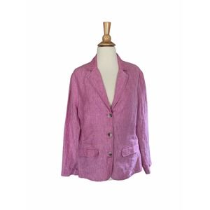 L.L. Bean Women’s Pink 100% Linen Bridgeton Coat Blazer Jacket 287688 Sz. Medium